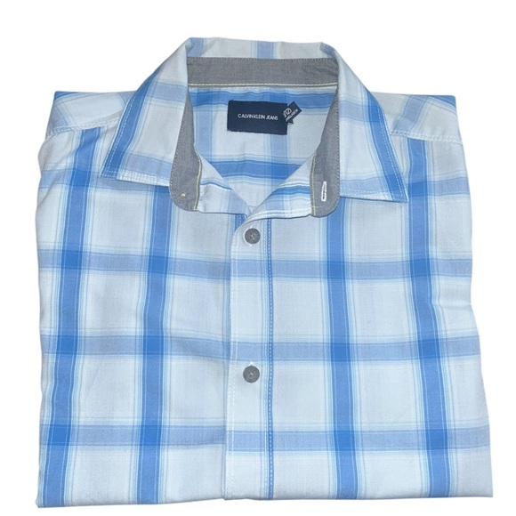 Calvin Klein Jeans Blue and White Button Down Shirt Boys M - Picture 4 of 6